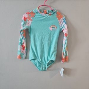 NWT Cat & Jack Girl's Long Sleeve Rash Guard Swimsuit